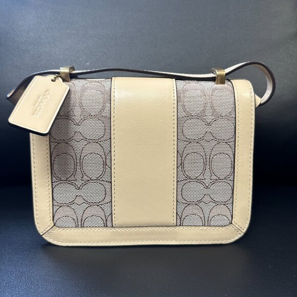 NWT! COACH Alie Shoulder Bag 18 In Signature Jacquard With Snakeskin C3760 - Picture 4 of 13